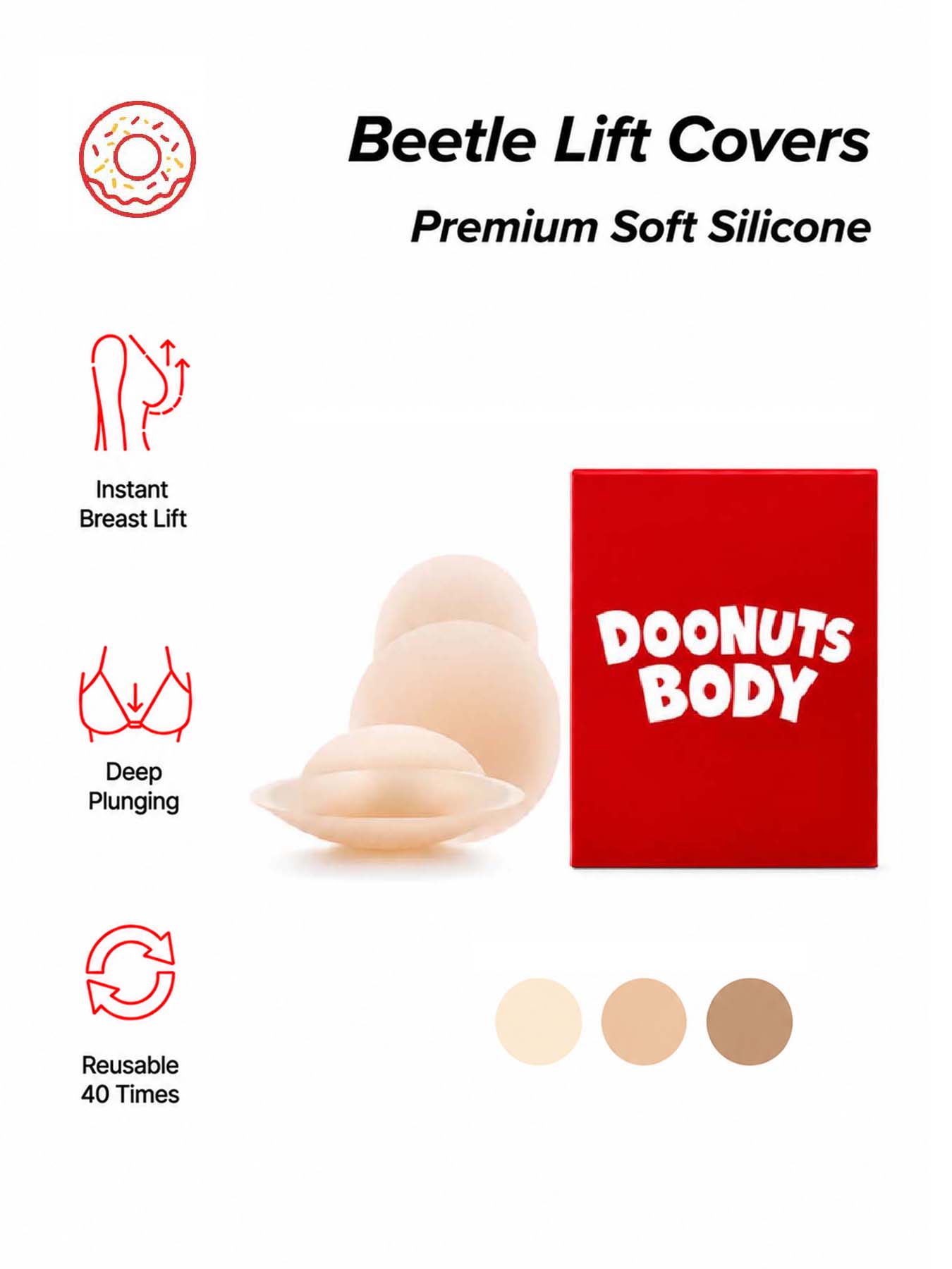 Nipple Cover Pasties - دُونتس: لصقات رفع الصدر غير المرئية،